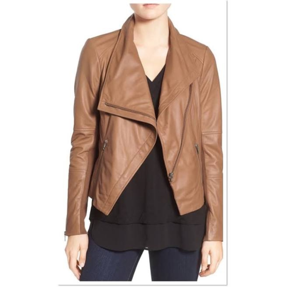 COPY - Trouble Camel drop front leather coat (Nor…